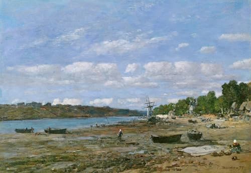 Posters impression toile Eugène Boudin La plage à marée basse tableau décoration murale 60x90cm