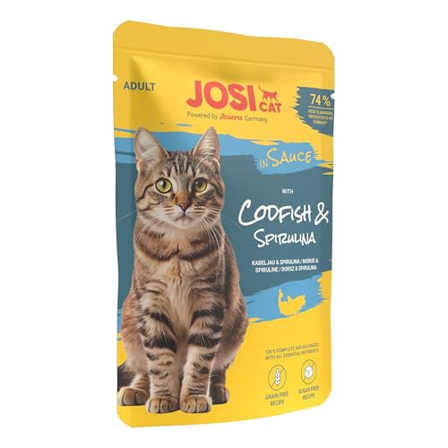 JosiCat Multipack Mixed Selection in Sauce (12 x 85 g) | Adult | Premium Nassfutter in Sauce für ausgewachsene Katzen | Multipack mit 4 Sorten | Ohne Konservierungsmittel | 12er Pack