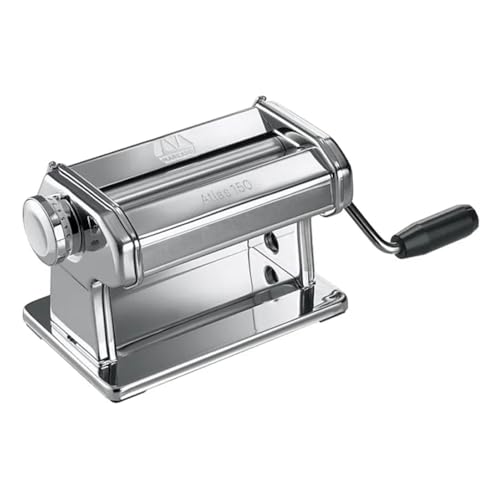 Marcato Macchina per la Pasta, Atlas 150, Pasta Maker, Tirapasta, Sfoglia, 10 diversi Spessori, Acciaio Cromato, Compatibile con 12 Accessori per Formati Extra, AT-150-ROL
