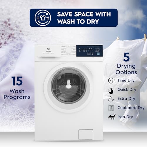 Image of Electrolux 8kg /5kg 5 Star EcoInverter Fully Automatic Front Load Washer Dryer, Scandinavian Design with 40C Vapour Wash for Sustainable Clothing, Wash To Dry, White, UltimateCare 300, EWW8024D3WB