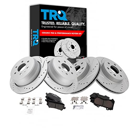 TRQ Front and Rear Performance Brake Pad & Rotor Kit Brake Pads Brake Rotors Set Ceramic Premium G-Coated Compatible with 2015-2017 Chevrolet Colorado GMC Canyon