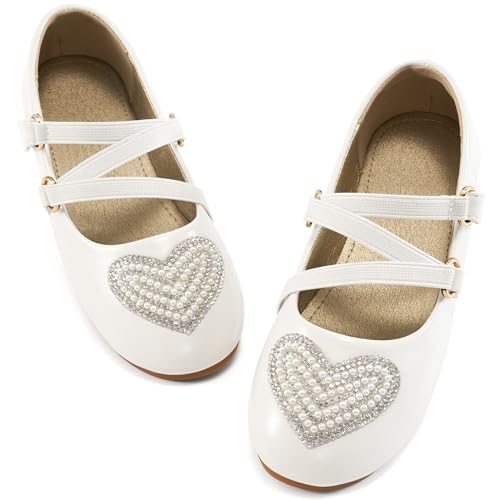 Girls Dress Shoes Flats: Little Kid Princess Flat for Birthday Wedding - Toddler Ballerina Shoe for School Walking