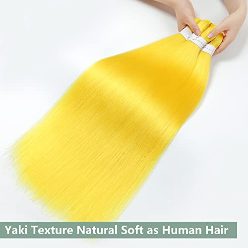 Easy Braid Pre-Stretched Yellow Braiding Hair - 26 Inch 3 Packs Braiding Hair For Braids, Yaki Texture Crochet Hair Box Braids Hot Water Setting Synthetic Braiding Hair Extensions（26 Inch, Yellow#) #TOP4