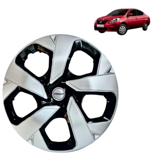 Image of PRIGAN Sunny (XVD, XV Only) Black Silver Wheel Cover 15 inch for Sunny (Set of 4 Pcs) (Press Fitting) Model- Punch Reverse 15