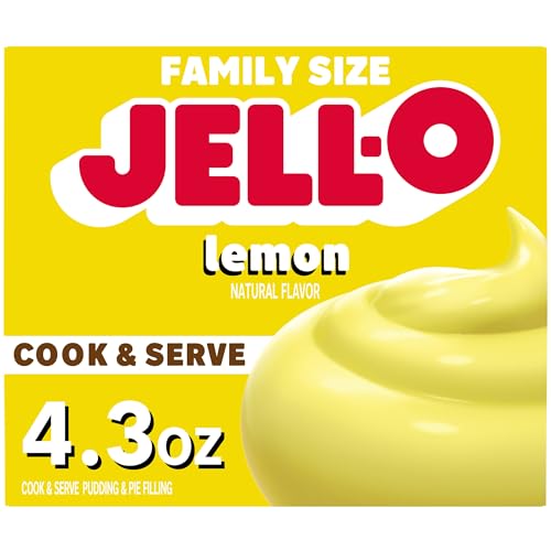 Jell-O Cook &amp; Serve Pudding &amp; Pie Filling Mix, Lemon Flavor, Classic Stovetop Dessert for Baking, Pies &amp; Custards, 4.3 oz (Pack of 1)