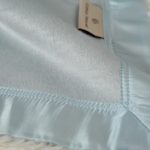 Cuddle Dreams Silk Bed Blanket For All Seasons, Accented With Silk-Charmeuse Border, Naturally Soft, Breathable (Ice Blue, Twin 66" × 90") #TOP4