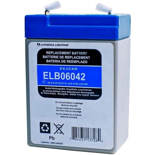 Lithonia Lighting 6 Volt Replacement Exit Sign Battery, Maintenance Free Rechargeable 6V Battery for Compatible Emergency Lights and Emergency Exit Signs