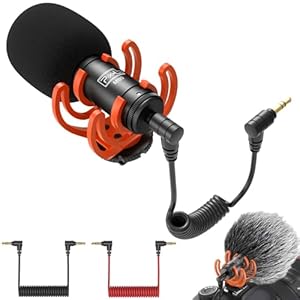 PIXEL M80 Camera Microphone, Shotgun Microphone Professional Super Cardioid Video Microphone Perfect for Canon EOS, Nikon DSLR Cameras and Camcorders