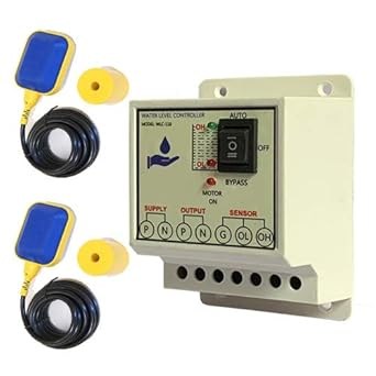 MICROTAIL Plastic Fully Automatic Water Level Controller with Two Float Switch sensor, Single Phase 230V AC (White)