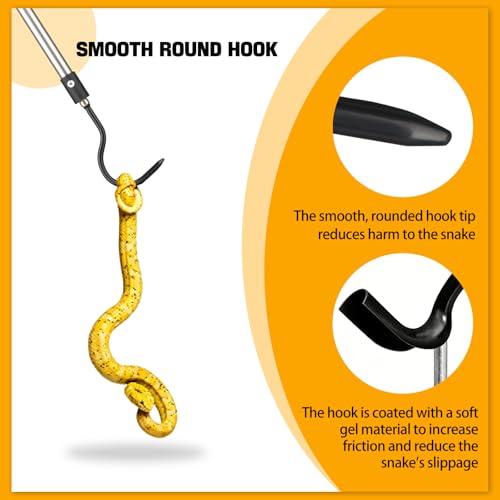 Image of 2pcs Snake Hook Set, Heavy Duty Snake Catcher Stainless Steel Snake Handling Tool for Moving Ball Rattlesnakes Python Copperhead with Long Handle (65inch&26inch)
