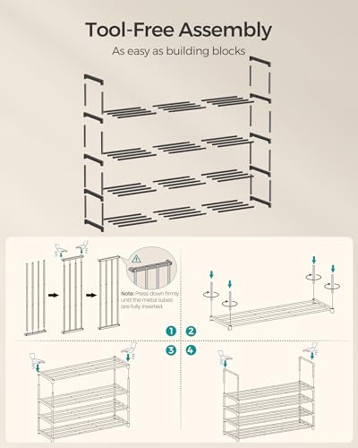 Image of SONGMICS Shoe Rack, 4-Tier Shoe Organizer, Metal Storage Shelf