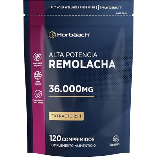 Remolacha Suplemento 36.000mg | Potenciador de Óxido Nítrico | 12.000mg por comprimido | Beetroot Extract Supplement | 120 Comprimidos Veganos | Horbaach