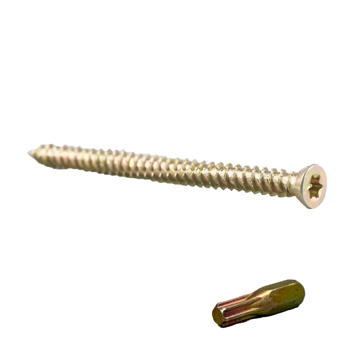 WK Electrical - Concrete Screws with Torx Bits – Zinc-Plated Countersunk Masonry Screws for Brick & Concrete – No Wall Plug Needed – Heavy Duty Fixings – 7.5mm - Pack of 100 (7.5mm x 100mm)