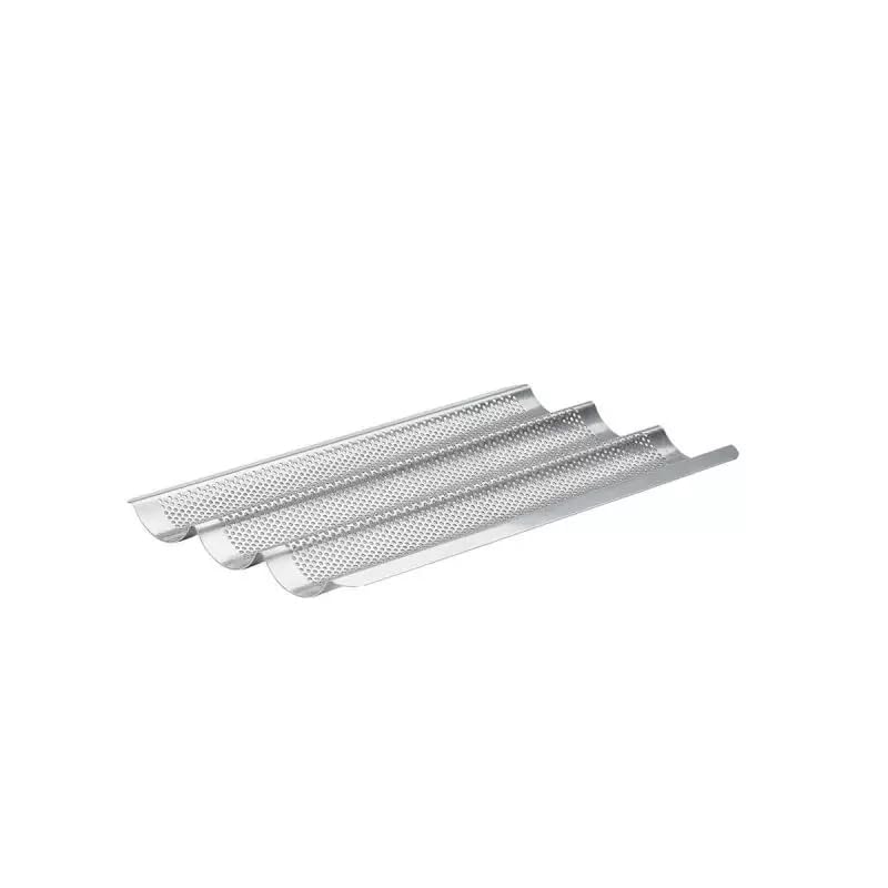 DE BUYER Edelstahl Baguette-Backblech für 3 Baguettes, Silber, Rechteckig