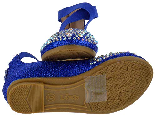 Link Larissa 83K Little Girls Rhinestone Ballerina Elastic Strap Ballet Flats4