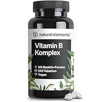 natural elements Vitamin B Komplex – 240 Tabletten – mit 8 essenziellen B-Vitaminen & Kofaktoren – mit Bioaktiv-Formen – vegan, hochdosiert – laborgeprüft