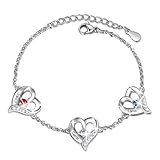 LanM Personalized Mom Gifts Mothers Charm Bracelet with 3 Birthstones Custom Name Bracelet for Mom H