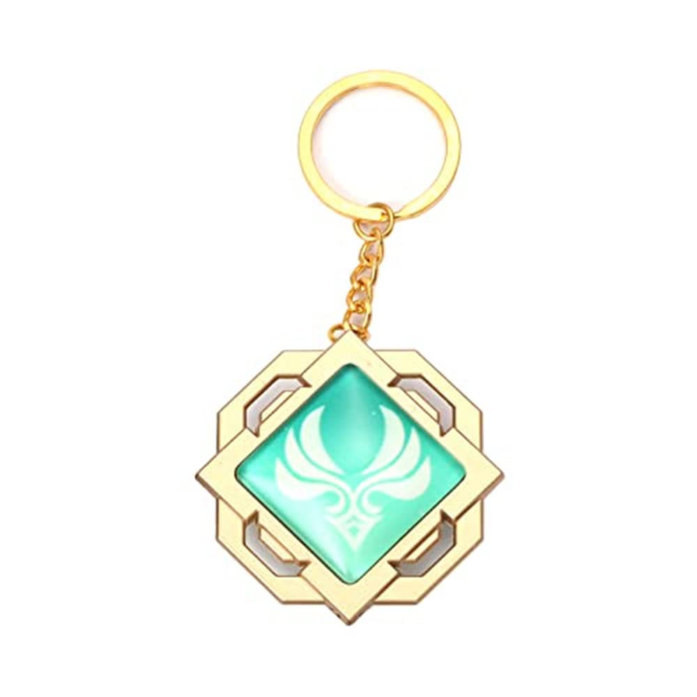 TopLucky Genshin Luminous Key Charms Toy Impact Liyue Vision Anemo Keychain Gold Game Figure Key Chain Pendant Keyring Genshin Character Cosplay Accessories Eye of God, Yellow, M