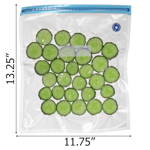Image of Basicwise 12 inch x 13 inch Set of 12 Reusable Airtight and Resealable Food Storage Bags Durable & Convenient Solution for Fruits Fresh Vegetables Cooked Meals & Leftovers Compatible with Most Vacuum Sealers