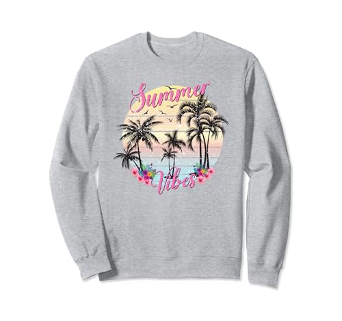Retro Summer Vibes Groovy Beach Lover Vacation Break Mujeres Sudadera