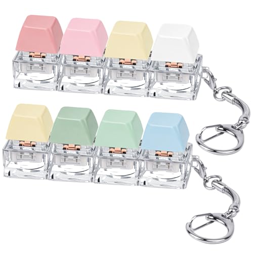 Axlksia 2 Pack Creamy Keyboard Fidget Toy, Fidget Clicker Keyboard Fidget Keychain, Button Fidget Gifts for Adults to Relieve Stress and Pass Time (4-in-1 E)