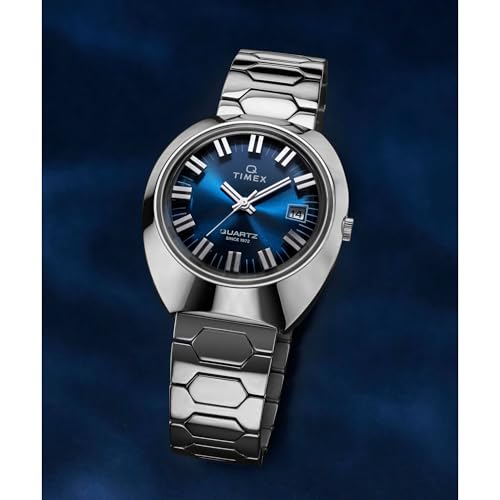 Image of TIMEX Reissue Analog Blue Tonneau Dial & Silver Stainless Steel Bracelet Band Water Resistant Men's Wrist Watch - TW2Y33100IK