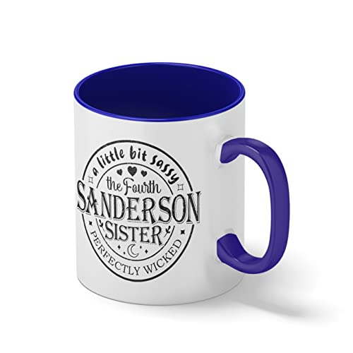 Fourth Sanderson Sister Hocus Pocus Halloween Witch Blanca taza de café con el borde azul y la manija Mug