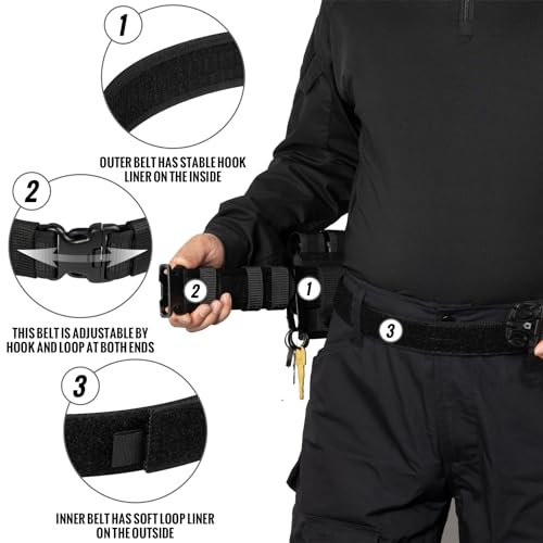 VISMIX Leather Duty Belt Police Duty Belt 2" Hook Lining Basketweave Leather Duty Belts （40-45"）& Nylon Duty Belt2
