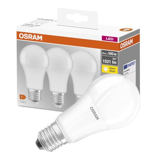 Consejos para Comprar Osram led favoritos de las personas. 47 OSRAM - Base LED clásica A/lámpara LED en forma de bombilla con base E27 / no regulable/repuesto para 100 W/mate/blanco cálido - 2700 Kelvin/paquete de 3
