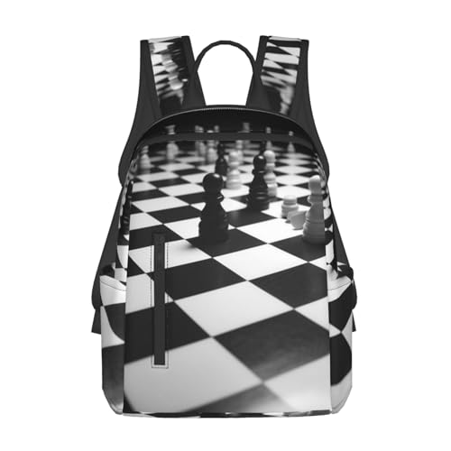 Sac à dos de randonnée damier noir et blanc aux finitions soignées