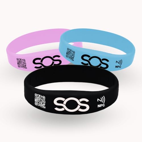 HelpMee SOS Notfallarmband für Kinder NFC & QR Code Sicherheitsarmband mit Notfallprofil Für Schule Ausflüge Reisen schnell abrufbare Infos 3-6 Jahre/Blau