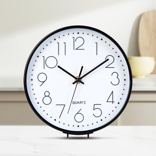 ACCSHINE Horloge Murale Numérique, Horloge à Poser, Design Moderne, Silencieuse sans Tic-Tac, 25 cm, Alimentée par Piles, Adaptée pour Cuisine, Chambre à Coucher, École, Bureau et Salon
