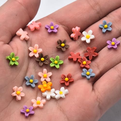 Image of 100PCS Mini Resin Daisy Flowers Dollhouse Mini Things Miniature Flowers for Crafts Tiny Things for Fairy Garden Dollhouse Micro Landscaping Decoration