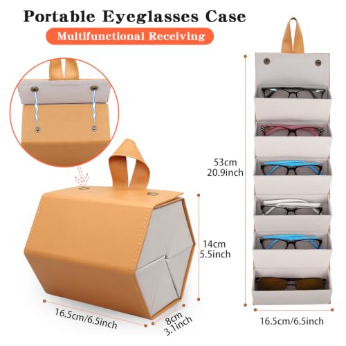 Image of SMARTTOP Sunglass Eyeglass Organizer Collector 5 slot 6 Slot PU Eyeglasses Storage Case Box Multiple Hanging Eyewear Display