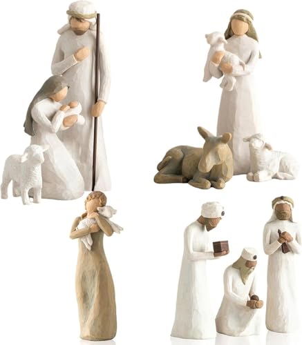 AHXHA Krippenset Born Scene, 10-teiliges Figuren Krippe Harz,...