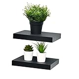 WELLAND Set of 2 Floating Shelves Wall Mounted Shelf, for Home Decor with 8' Deep (Black, 10 inch)