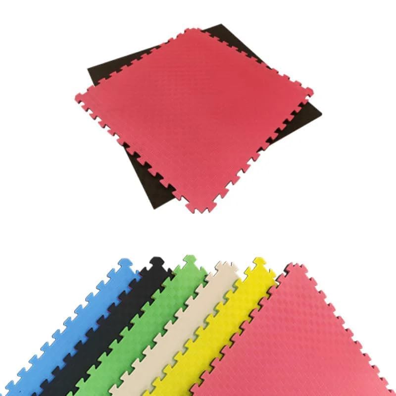 Artatami® Tatami Puzzle 1x1x40 mm Rojo - Negro【1 Unidad】 Profesional Alta Densidad EVA – Tatami 4 cm para Judo, BJJ, MMA y Lucha – Suelo Artes Marciales Antideslizante Premium