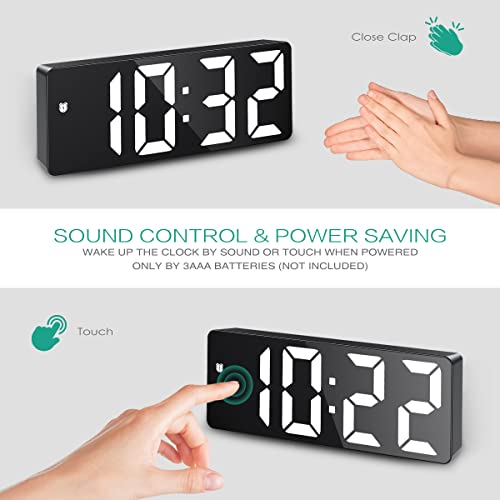 Jxtz Digital Clock, Alarm Clocks For Bedrooms, Desk Clock With Snooze, Temperature Display, Adjustable Brightness, Voice Control, Led Clock 12/24H Display For Home, Bedroom, Office, Gifts #TOP5