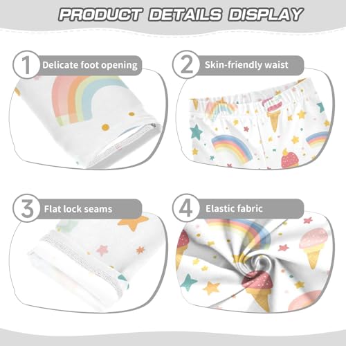 Stars Rainbow Ice Cream Girls Casual Leggings for Kids Printed Long Pant Bottoms Stretch and Soft3