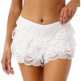 Hedmy Women's Sexy Lace Frilly Ruffle Knickers Boy Short Panties Burlesque Hot Pants Skirt Bloomers