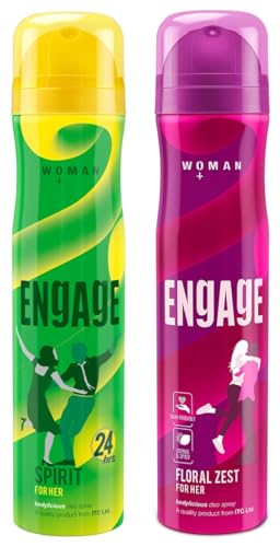 Image of Engage Spirit For Her Deodorant Spray For Women, Cheerful & Jolly, Skin Friendly, 150Ml & Floral Zest Deodorant For Women, Citrus And Floral, Skin Friendly, 150Ml