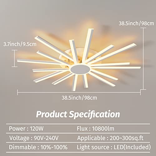 Plafonnier LED moderne YangRy dimmable 120W blanc pour salon
