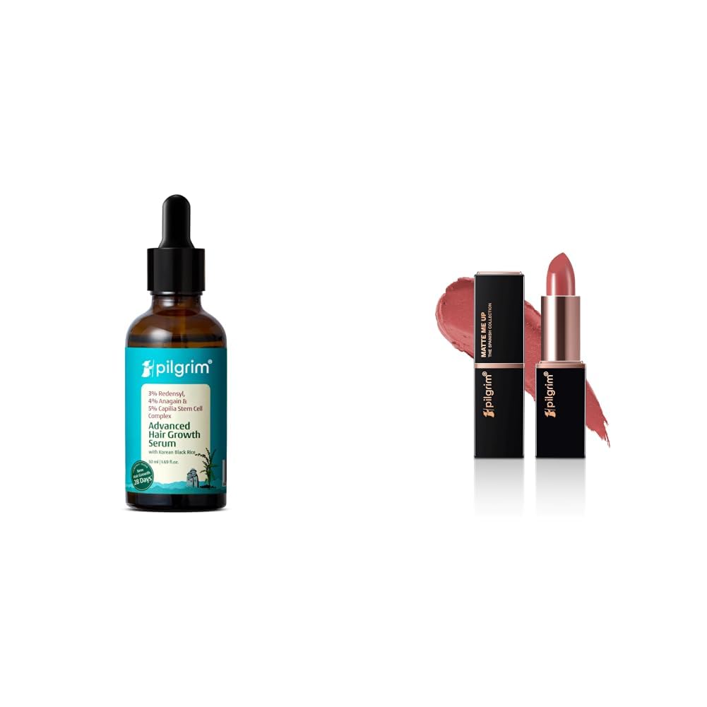 Pilgrim Redensyl 3%+Anagain 4% Advanced Hair Growth Serum For Scalp (50Ml) With Rosemary & Korean Black Rice, Controls Hair Fall, Stimulates, Increases Hair Density & Matte Me Up Bullet Lipstick 4.2g-image-49