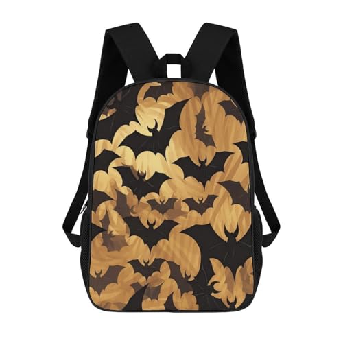 Bats Halloween Backpack Simple Leisure Travel Backpack Outgoing Daypack 17 Inch