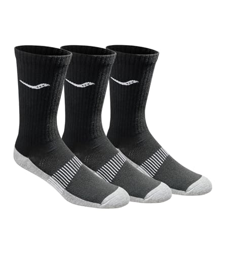 Image of Saucony Men's RunDry Mesh Ventilating Comfort Fit Performance Crew Socks, Available in L-XL (3, 6, 12 Pairs)