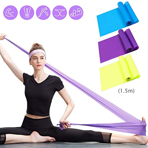 MINCHEDA Bande Élastique Fitness, 3 Niveaux de Force Bandes d'exercice, pour Musculation/Rééducation Physique/Pilates/Yoga avec Sac de Rangement, 1.5
