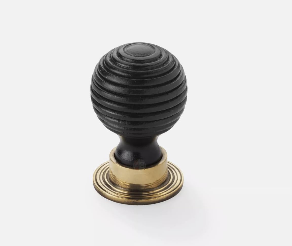 AB Hardware Large Ebonised Black Aged Brass Wood Wooden Beehive Cupboard Door Knob