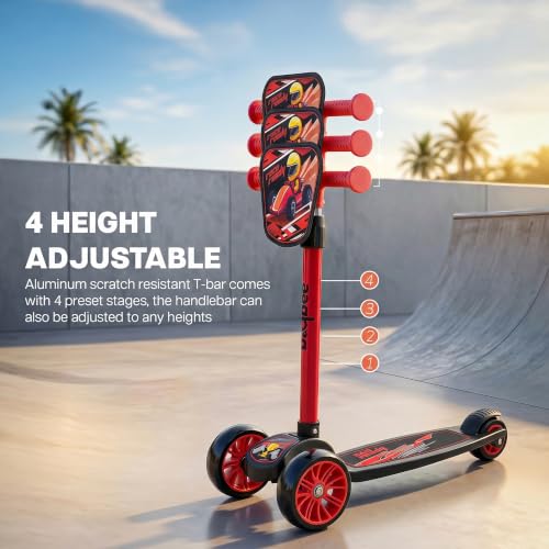 Image of Baybee Trickster Baby Kick Scooter for Kids | Foldable 3 Wheel Kids Scooter with 4 Height Adjustable & Foot Brake | Runner Scooters with Magic Board | Skate Scooter for 2+ Years Boy Girl (Black /Red)