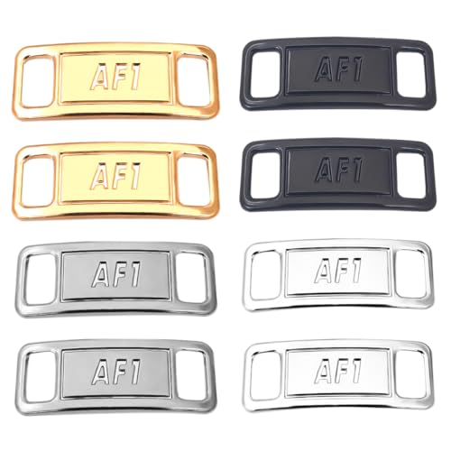 ZOKJSW 4 pares de hebillas de cordones de zapatos de metal,zapatillas de deporte para niños y adultos,accesorios de decoración de cordones de zapatos de bricolaje,4colores (plata, oro, negro,pistola)