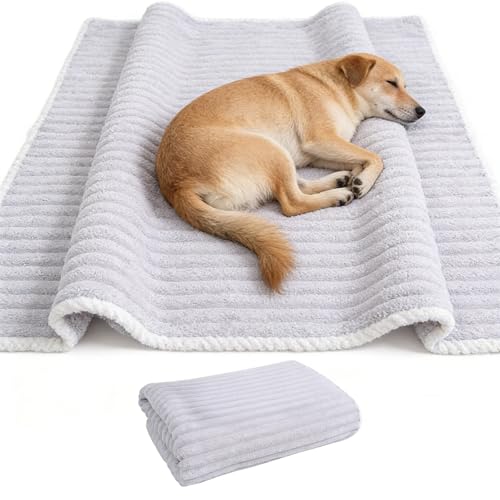 Maschinenwaschbar Kuscheldecke Hund,140 × 70 cm Hundedecke,Korallenfleece Hundedecke Sofa,Beidseitig Verwendbar,Ultraweich Und Warm,Katzendecke,Reisdecke Für Haustiere(Grau)